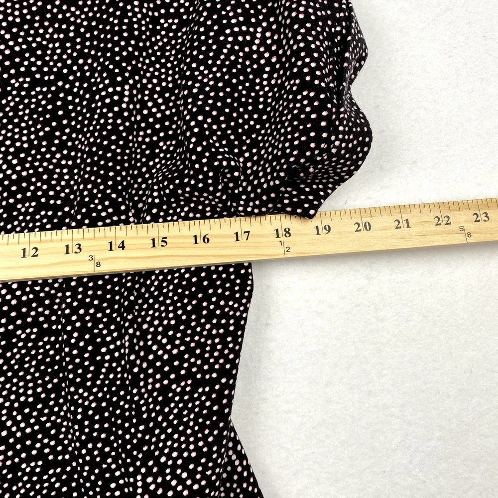 Express Sz M Women's Black Polka Dot Printed Top with Tie on‎ Back Short Sleeve - Picture 4 of 8
